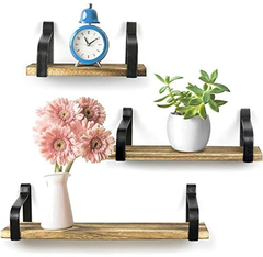 Estantería Flotante De Metal Y Madera Marrón/3 Unidades. - comprar online