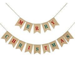 2 En 1 Feliz Navidad Banner Arpillera Fiesta De Navidad