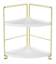 Estantería Multiusos De Acero Dorado Y Plástico Blanco.