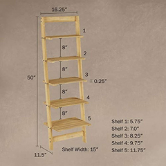 Estantería De Escalera 5 Niveles De Madera, Color Marrón - comprar online