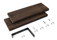 Estantería Flotante De Madera-metal Color Marrón/2 Unidades