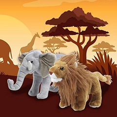 Imagen de Peluches De Animales Safari León, Elefante, Cebra Y Jirafa