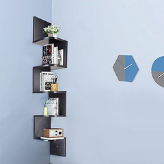 Yescom 5 Niveles Zig Zag Flotante Estante De Pared De Madera - tienda en línea