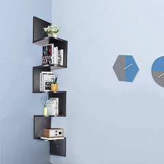 Yescom 5 Niveles Zig Zag Flotante Estante De Pared De Madera - tienda en línea