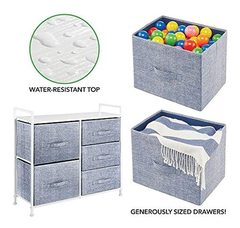 Cajonera De Acero Con 5 Cajones De Tela Color Gris Y Blanco. - Danielle's Store