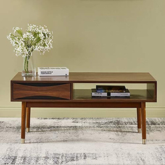 Mesa De Centro Con Estante De Madera Color Marrón De 39.62in - comprar online