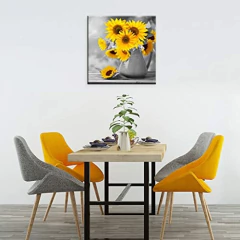 3 Piezas De Arte De Pared De Lona De Girasol Moderno Jarrón - comprar online