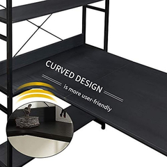 Escritorio Con Estantes De Metal Y Madera Color Negro. - Danielle's Store