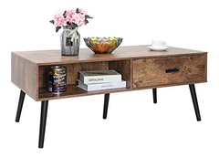 Mesa De Centro Con 2 Cajones Y Estante,madera Color Marrón. - comprar online
