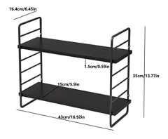 Estantería Flotante De Madera Color Negro De 2 Niveles. - tienda online