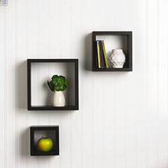 Estantería Flotante De Madera Color Negro Y Blanco/3 Piezas. - Danielle's Store