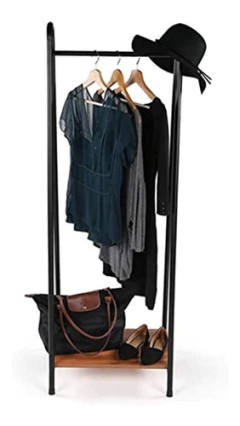 Estanteria De Madera De Metal Y Madera Negro, 1 Nivel - comprar online