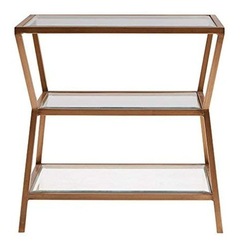 Mesa Auxiliar De Vidrio Templado Y Metal Dorado/3 Niveles. - comprar online