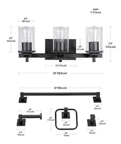 5 Piezas Todo En Uno Juego De 3 Luces De Tocador Con Cristal - comprar online