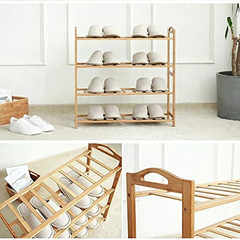 Organizador De Zapatos , 4 Capas De Bambú De