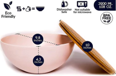 Ensaladera Avizen De Bambú Rosa Con Tapa - Ensaladera Grande - comprar online