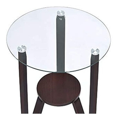 Mesa Auxiliar De Madera Color Marrón Y Cristal Transparente. en internet