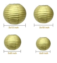 Sonnis Gold Round Paper Lanterns 12inch 10inch 8inch Size Fo - comprar online
