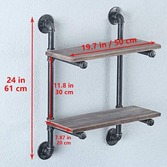 Imagen de Estantería Flotante De Metal Y Madera Color Negro