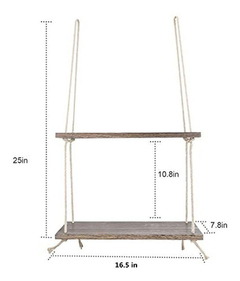 Estantería Flotante De Madera Color Marrón/2 Niveles. - comprar online