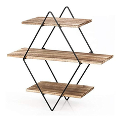 Estantería Flotante De Metal Y Madera Marrón/3 Niveles. en internet