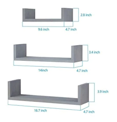 Estantería Flotante De Madera Color Gris, 3 Niveles - tienda online
