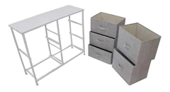 Imagen de Cómoda De Metal Blanco Y 5 Canastos De Tela Color Gris.