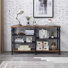 Mesa Auxiliar Multiusos De Madera Y Metal Color Marrón. - comprar online