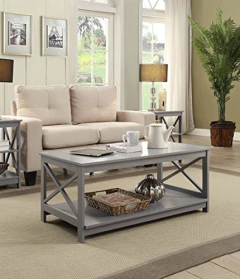 Mesa De Centro Con Estante De Madera Color Gris/2 Niveles. en internet