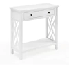 Mesa Auxiliar Con Cajón Y Estante De Madera Blanca.