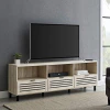 Mueble De Tv De Metal Y Madera Con Puertas Color Beige.