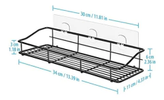 Imagen de Estantería De Baño Adhesivo Con Ganchos 2 Niveles, Negro