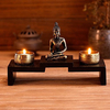 Mini Estatua De Buda Zen Decoración Con 2 portavelas