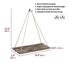 Imagen de Estantería Flotante De Madera Rústica 2 Niveles/ Marrón