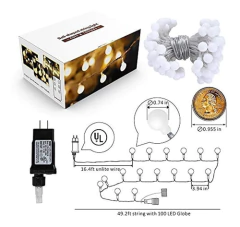 Imagen de Guirnalda De Luces Led De 32.8 Ft Con Forma De Bola De Luces