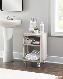 Imagen de Mesa Auxiliar Con Estante De Madera, Color Blanco
