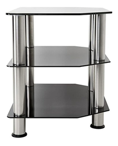 Mueble Para Tv De Metal Y Cristal Plateado 32.0in, 3 Niveles en internet
