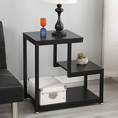Mesa Auxiliar De Madera, 3 Niveles, Color Negro - comprar online