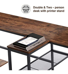 Escritorio Para Pc Con Estante De Metal Negro-madera Marrón. - tienda online