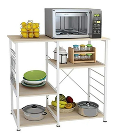 Estantería De Metal Y Madera Color Blanco De 35.4 In.