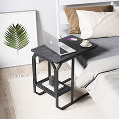 Mesa Auxiliar De Madera Y Metal Color Negro/2 Niveles. en internet