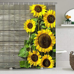 Juego De 4 Cortinas De Ducha De Girasol Con Alfombras - Danielle's Store