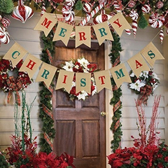 2 En 1 Feliz Navidad Banner Arpillera Fiesta De Navidad - tienda online