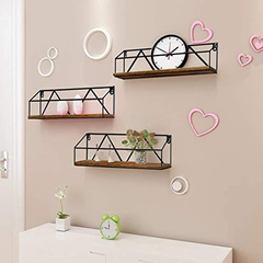 Estantería Flotante De Madera Y Metal Color Marrón/3 Niveles