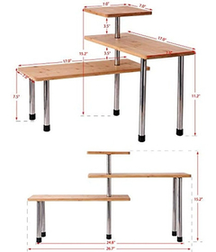 Estantería Esquinera De Metal Y Bambú Marrón/3 Niveles.