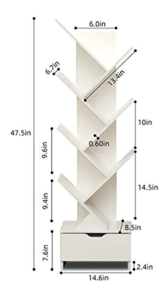 Estantería De Madera Multiusos De Color Blanco/8 Niveles. - comprar online