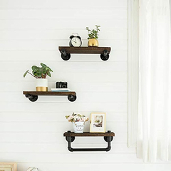 Estantería Flotante De Acero Y Madera Color Marrón Y Negro. - comprar online