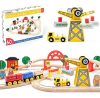 Juego De Tren De Grúas De 60 Piezas, Pistas De Madera