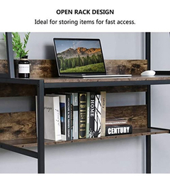 Escritorio Para Pc Con Estantes De Metal Y Madera Marrón. - tienda online