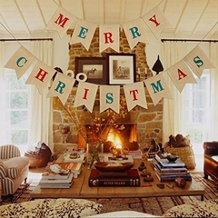 Imagen de 2 En 1 Feliz Navidad Banner Arpillera Fiesta De Navidad